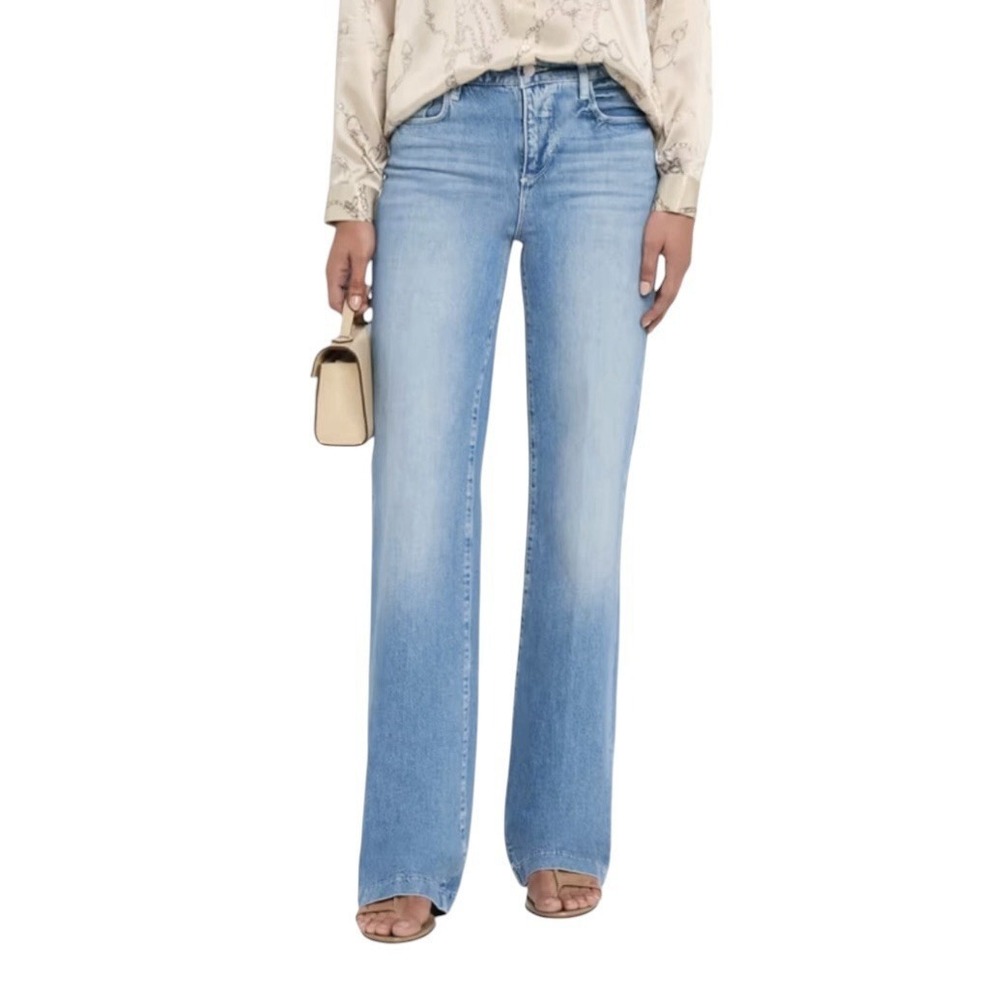 L'Agence Wide Leg Jeans Women's 27 Blue High Rise Stretch Classic